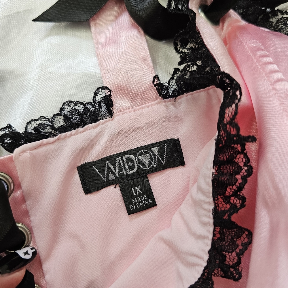 Pink & Black Cross Satin Corset Top - Picture 6 of 6